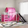 Image de Lit Superposé Sans Matelas Avec Toboggan Et Rideaux 90x190 Cm Vidaxl