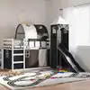 Image de Lit Superposé Sans Matelas Avec Toboggan Blanc Noir 90x200 Cm Vidaxl