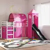 Image de Lit Superposé Sans Matelas Avec Toboggan Et Rideaux 90x200 Cm Vidaxl
