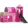 Image de vidaXL Lit superposÃ© avec toboggan et rideaux rose 80x200 cm en occasion ou reconditionné