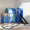 Image de Lit Superposé Sans Matelas Avec Toboggan Et Rideaux 90x190 Cm Vidaxl