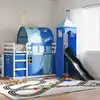 Image de Lit Superposé Sans Matelas Avec Toboggan Et Rideaux 90x190 Cm Vidaxl
