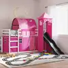 Image de Lit Superposé Sans Matelas Avec Toboggan Et Rideaux 90x190 Cm Vidaxl
