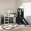 Image de Lit Superposé Sans Matelas Avec Toboggan Blanc Noir 90x200 Cm Vidaxl