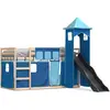 Image de Lit Superposé Sans Matelas Avec Toboggan Et Rideaux 80x200 Cm Vidaxl