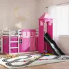 Image de Lit Superposé Sans Matelas Avec Toboggan Et Rideaux 90x190 Cm Vidaxl