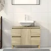 Image de vidaXL Meuble dévier chêne sonoma 80x33x60 cm bois dingénierie armoire d’évier de salle de bain unité d’évier de salle 849665