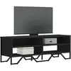 Image de Meuble Tv Noir 122x34x41 Cm Bois D'ingénierie Vidaxl