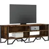 Image de Meuble Tv Chêne Fumé 122x34x41 Cm Bois D'ingénierie Vidaxl