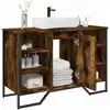 Image de Armoire Lavabo De Salle De Bain Chêne Fumé 91x35x60 Cm Vidaxl