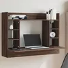 Image de vidaXL Bureau mural chêne marron 105x48x75 cm bois dingénierie table murale table suspendue murale bureau mural avec 847974