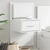 Image de vidaXL Table de chevet murale avec lumières LED blanc armoire armoire dappoint armoire de chevet table de chevet 848157