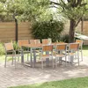 Image de Ensemble table et chaises - 9 pièces - Acier gris et bois dacacia - Résistant aux intempéries - Design moderne