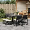 Image de vidaXL Ensemble à manger de jardin 9pcs coussins noir résine tressée ensemble à manger dextérieur meuble à manger de 3295068