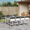 Image de vidaXL Ensemble à manger de jardin avec coussins 9 pcs blanc textilène ensemble à manger dextérieur meuble à manger de 3295105