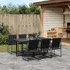 Image de vidaXL Ensemble à manger de jardin 7 pcs noir textilène ensemble à manger dextérieur meuble à manger de jardin table et 3295119