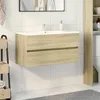 Image de vidaXL Armoire dévier Chêne sonoma 90x385x45 cm Aggloméré armoire de salle de bain armoire de rangement support de 849638