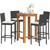 Image de Ensemble De Bar De Jardin 5 Pcs Noir Bois Massif Acacia Rotin Vidaxl
