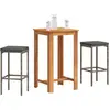 Image de Ensemble De Bar De Jardin 3 Pcs Gris Bois Massif Acacia Rotin Vidaxl