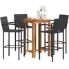 Image de Ensemble De Bar De Jardin 5 Pcs Noir Bois Massif Acacia Rotin Vidaxl