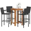 Image de vidaXL Ensemble de bar de jardin 5 pcs noir bois massif acacia rotin table et chaises de bar dextérieur ensemble de 3295276