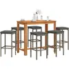Image de Ensemble De Bar De Jardin 7 Pcs Gris Bois Massif Acacia Rotin Vidaxl