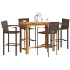 Image de vidaXL Ensemble de bar de jardin 5 pcs marron bois massif acacia rotin table et chaises de bar dextérieur ensemble de 3295288