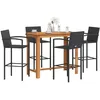 Image de vidaXL Ensemble de bar de jardin 5 pcs noir bois massif acacia rotin table et chaises de bar dextérieur ensemble de 3295289