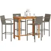 Image de Ensemble De Bar De Jardin 5 Pcs Gris Bois Massif Acacia Rotin Vidaxl