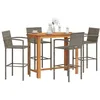 Image de vidaXL Ensemble de bar de jardin 5 pcs gris bois massif acacia rotin table et chaises de bar dextérieur ensemble de 3295290