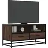 Image de Meuble Tv Chêne Marron 80x34,5x40 Cm Bois D'ingénierie Et Métal Vidaxl