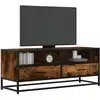 Image de Meuble Tv Chêne Fumé 100x34,5x40 Cm Bois D'ingénierie Et Métal Vidaxl