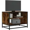 Image de Meuble Tv Chêne Fumé 61x40x46 Cm Bois D'ingénierie Et Métal Vidaxl