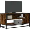 Image de Meuble Tv Chêne Fumé 91x40x46 Cm Bois D'ingénierie Et Métal Vidaxl