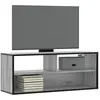 Image de Meuble Tv Sonoma Gris 100x31x39,5 Cm Bois D'ingénierie Et Métal Vidaxl
