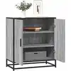 Image de Buffet Sonoma Gris 68x35x76 Cm Bois D'ingénierie Et Métal Vidaxl