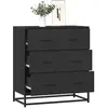 Image de Buffet Noir 68x35x76 Cm Bois D'ingénierie Et Métal Vidaxl