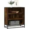 Image de Buffet Chêne Fumé 68x35x76 Cm Bois D'ingénierie Et Métal Vidaxl