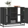 Image de Buffet Noir 92x35x76 Cm Bois D’ingénierie Vidaxl