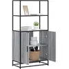 Image de Buffet Haut Sonoma Gris 68x35x139 Cm Bois D'ingénierie Et Métal Vidaxl