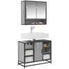 Image de Armoire Lavabo De Salle De Bain Sonoma Gris Bois D'ingénierie Vidaxl