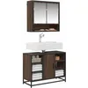 Image de vidaXL Armoire lavabo de salle de bain chêne marron bois dingénierie meuble de lavabo de salle de bain meuble de salle de 849293