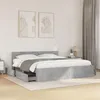 Image de vidaXL Cadre de lit avec tête de lit gris béton 200x200 cm meubles de chambre à coucher lit double sommier lit cadre de