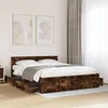 Image de vidaXL Cadre de lit avec tête de lit chêne fumé 160x200 cm meubles de chambre à coucher lit double sommier lit cadre de