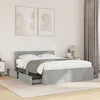 Image de vidaXL Cadre de lit avec tête de lit gris béton 120x190 cm meubles de chambre à coucher lit double sommier lit cadre de