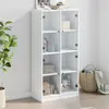 Image de Buffet Haut Avec Portes Blanc 68x37x142 Cm Bois D'ingénierie Vidaxl