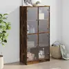 Image de Buffet Haut Avec Portes Chêne Fumé 68x37x142 Cm Bois Ingénierie Vidaxl