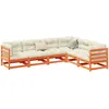 Image de Salon De Jardin 6 Pcs Avec Coussins Cire Marron Bois Pin Massif Vidaxl