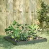 Image de Lit Surélevé De Jardin Vert Olive 100x100x18,5 Cm Acier Vidaxl