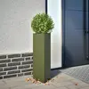 Image de Jardinière Vert Olive Triangulaire 30x26x75 Cm Acier Vidaxl